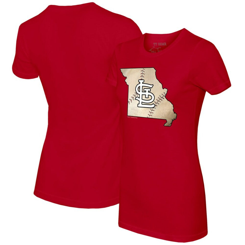 St. Louis Cardinals Tiny Turnip Women's State Outline T-Shirt - Red