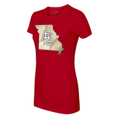 St. Louis Cardinals Tiny Turnip Women's State Outline T-Shirt - Red