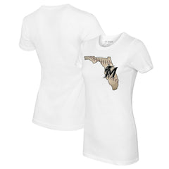 Miami Marlins Tiny Turnip Women's State Outline T-Shirt - White