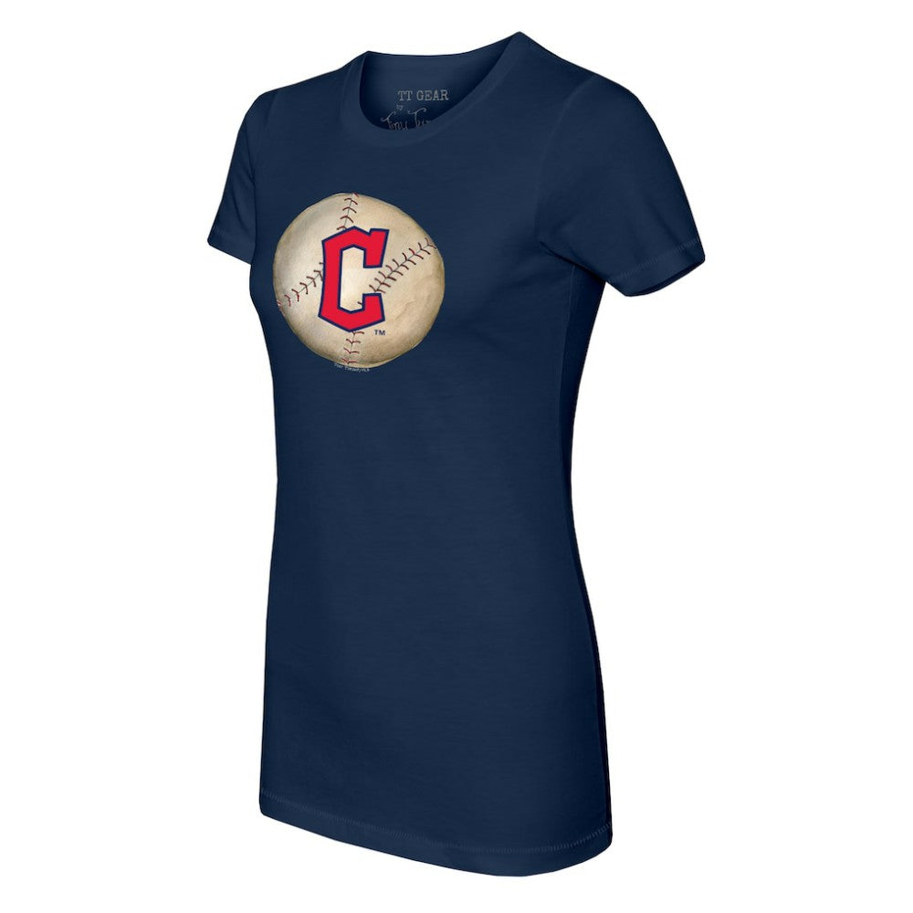 Cleveland Guardians Tiny Turnip Women's Stitched Baseball T-Shirt - Navy