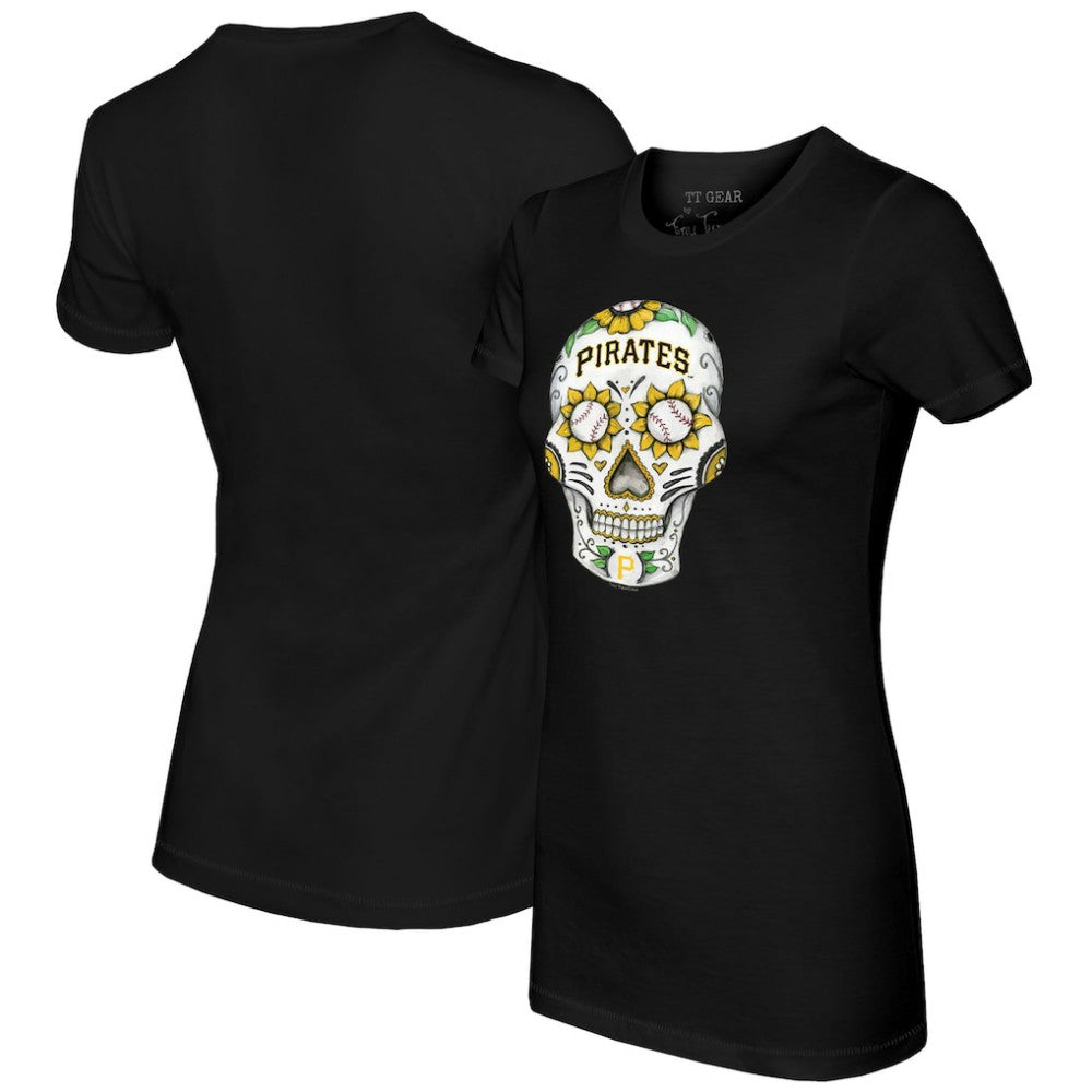 Pittsburgh Pirates Tiny Turnip Women's Sugar Skull T-Shirt - Black