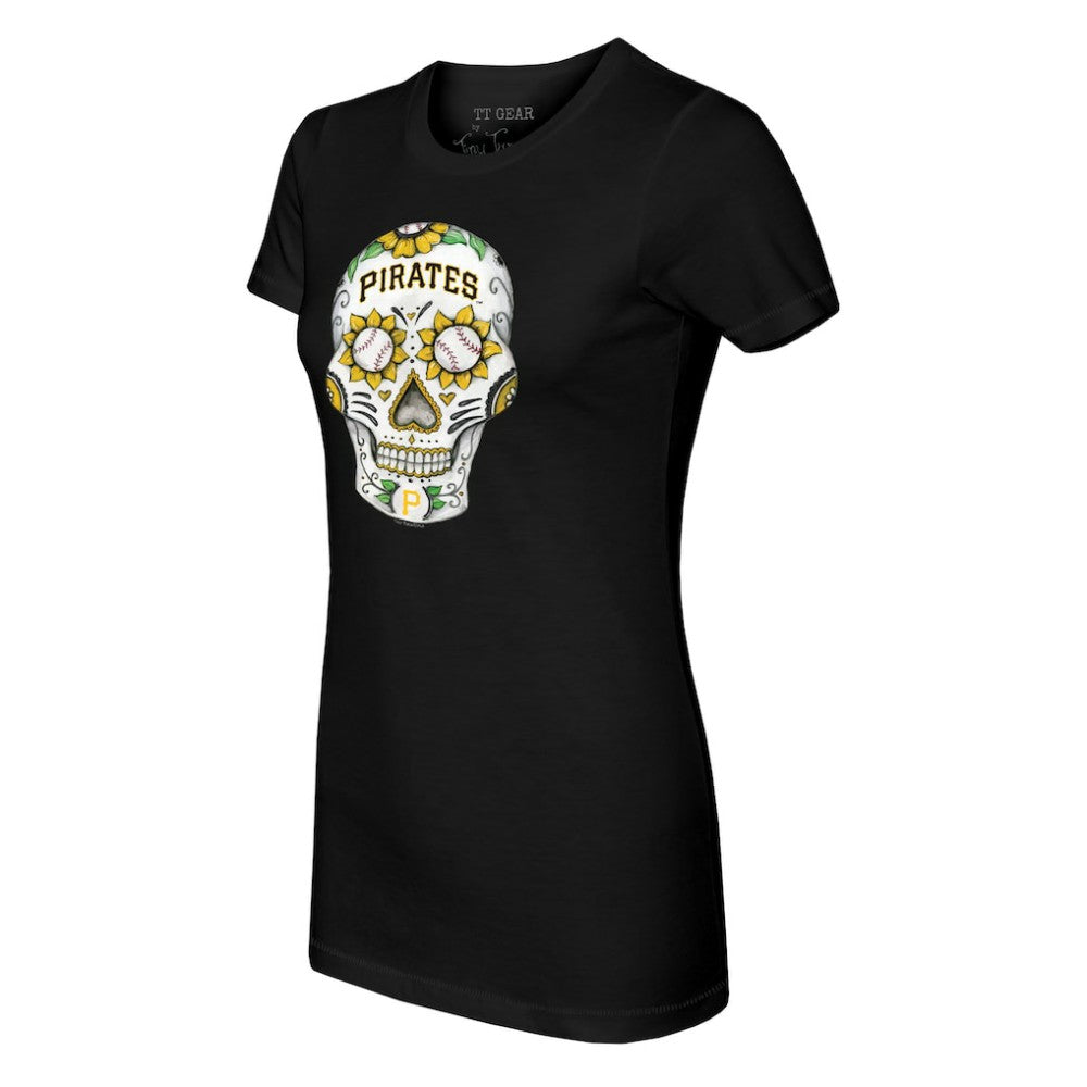 Pittsburgh Pirates Tiny Turnip Women's Sugar Skull T-Shirt - Black