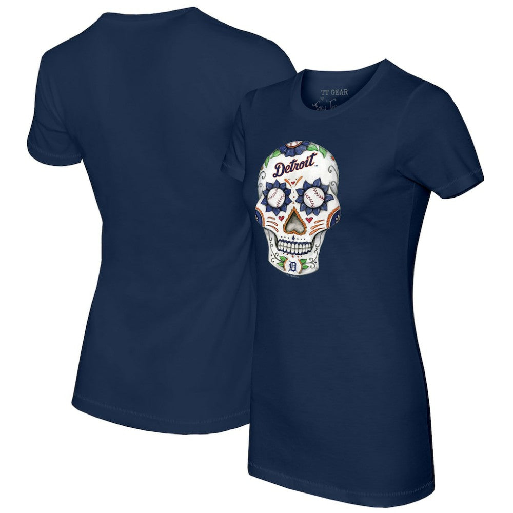Detroit Tigers Tiny Turnip Women's Sugar Skull T-Shirt - Navy