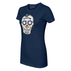 Houston Astros Tiny Turnip Women's Sugar Skull T-Shirt - Navy