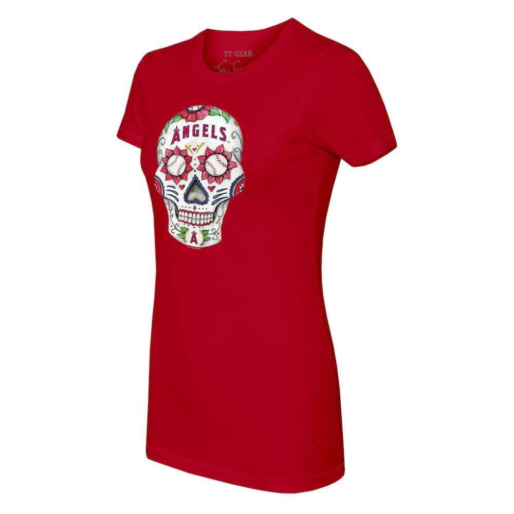 Los Angeles Angels Tiny Turnip Women's Sugar Skull T-Shirt - Red