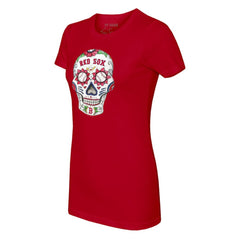 Boston Red Sox Tiny Turnip Women's Sugar Skull T-Shirt - Red