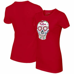 Philadelphia Phillies Tiny Turnip Women's Sugar Skull T-Shirt - Red