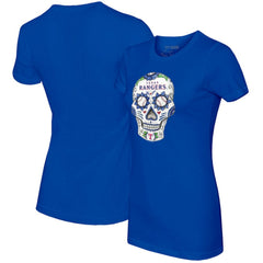 Texas Rangers Tiny Turnip Women's Sugar Skull T-Shirt - Royal