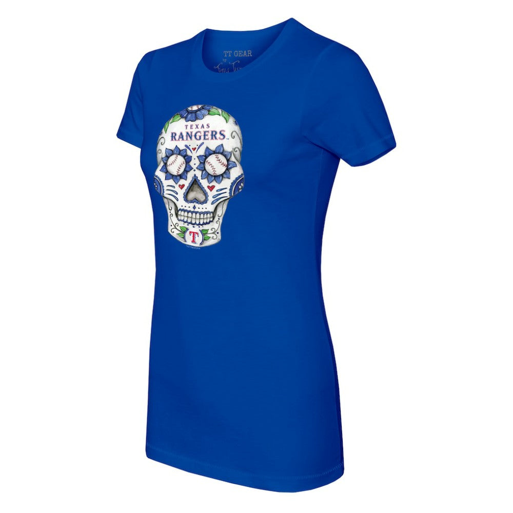 Texas Rangers Tiny Turnip Women's Sugar Skull T-Shirt - Royal