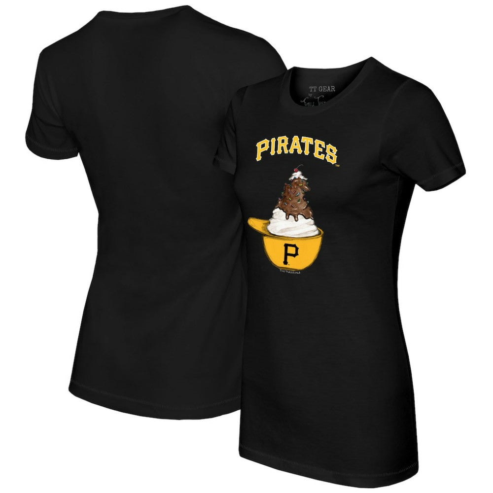 Pittsburgh Pirates Tiny Turnip Women's Sundae Helmet T-Shirt - Black