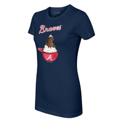 Atlanta Braves Tiny Turnip Women's Sundae Helmet T-Shirt - Navy