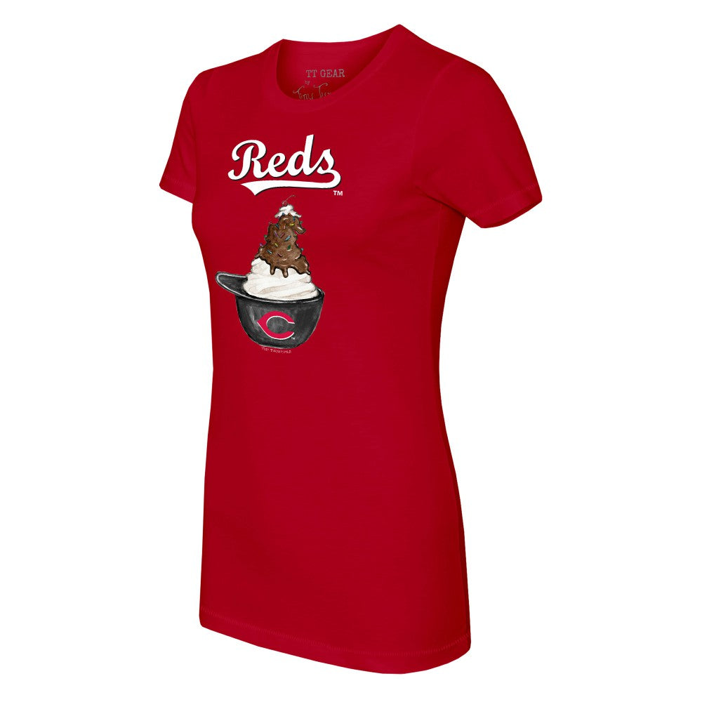 Cincinnati Reds Tiny Turnip Women's Sundae Helmet T-Shirt - Red