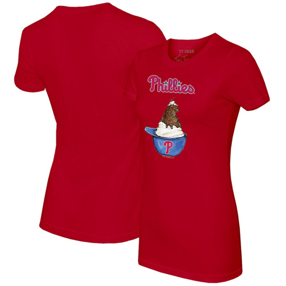 Philadelphia Phillies Tiny Turnip Women's Sundae Helmet T-Shirt - Red