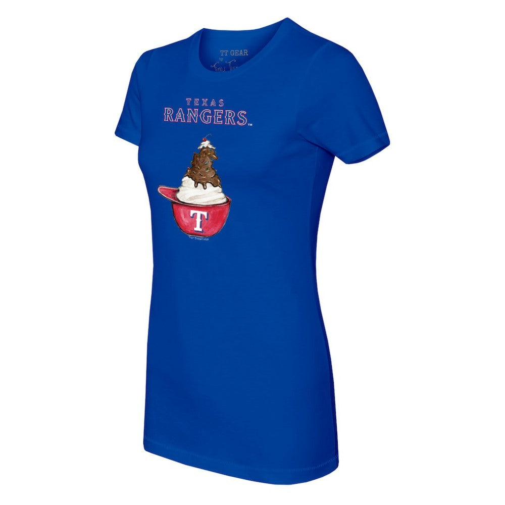 Texas Rangers Tiny Turnip Women's Sundae Helmet T-Shirt - Royal