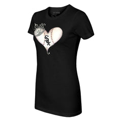 Chicago White Sox Tiny Turnip Women's Tiara Heart T-Shirt - Black