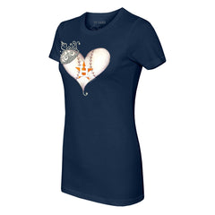 Houston Astros Tiny Turnip Women's Tiara Heart T-Shirt - Navy