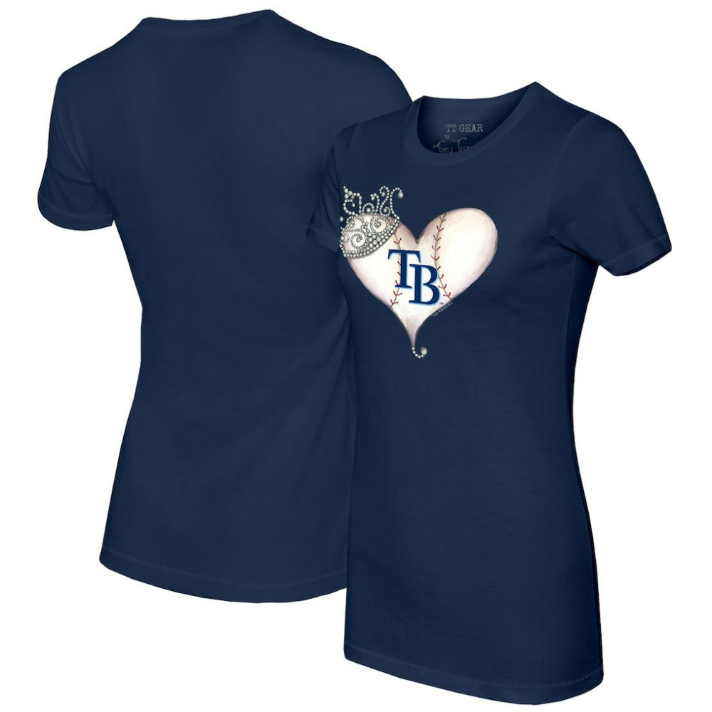 Tampa Bay Rays Tiny Turnip Women's Tiara Heart T-Shirt - Navy
