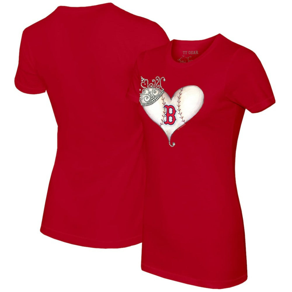 Boston Red Sox Tiny Turnip Women's Tiara Heart T-Shirt - Red