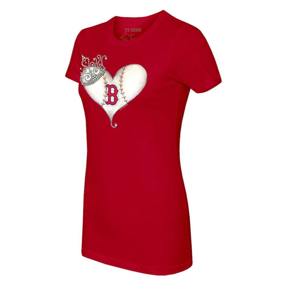 Boston Red Sox Tiny Turnip Women's Tiara Heart T-Shirt - Red