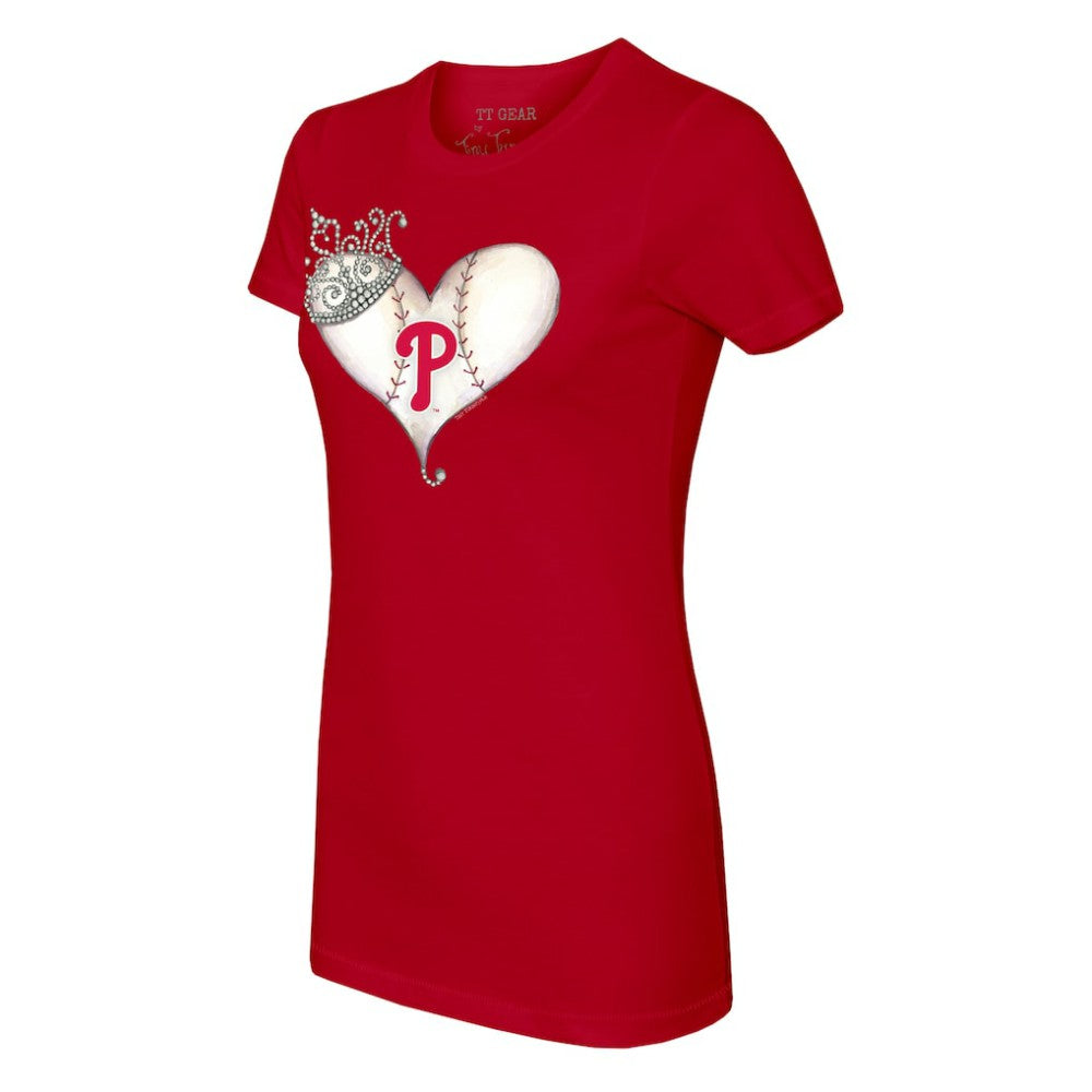 Philadelphia Phillies Tiny Turnip Women's Tiara Heart T-Shirt - Red