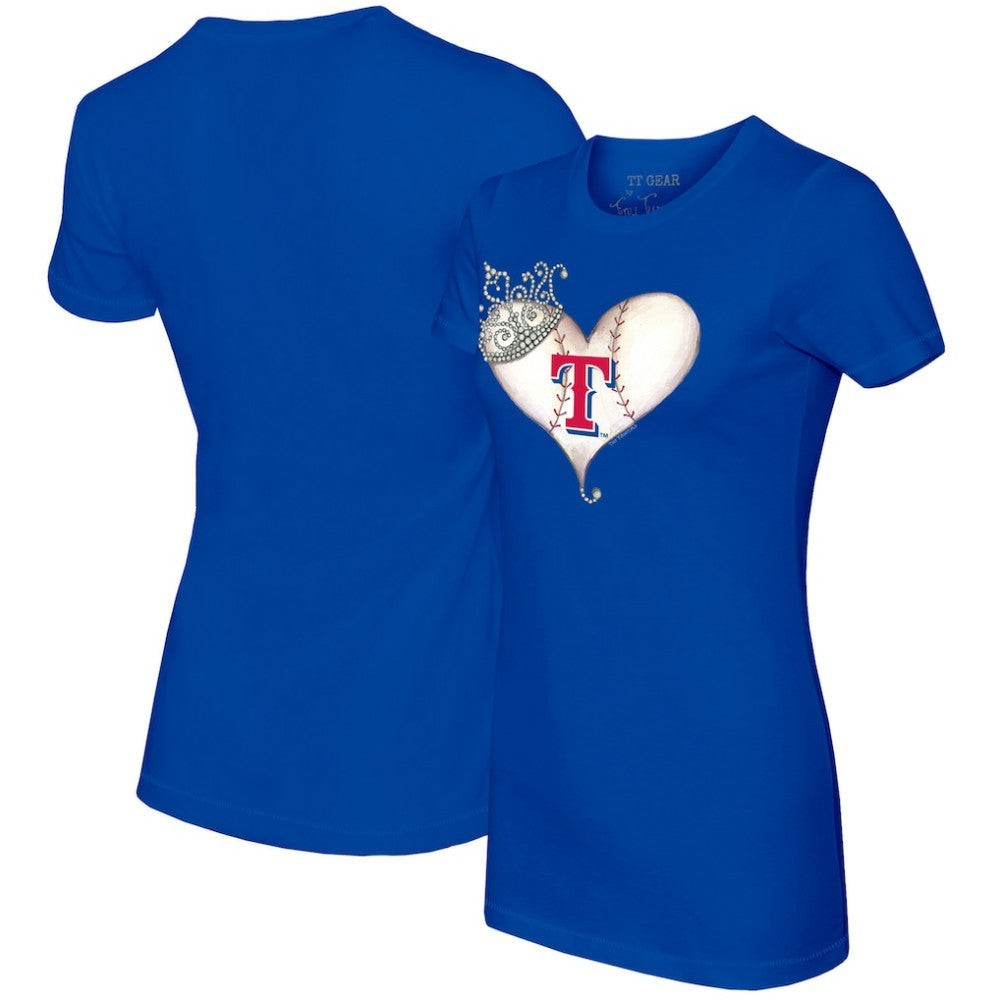 Texas Rangers Tiny Turnip Women's Tiara Heart T-Shirt - Royal