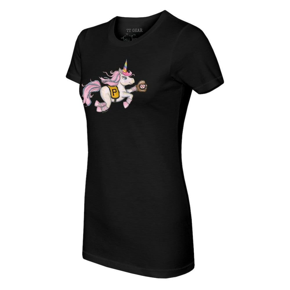 Pittsburgh Pirates Tiny Turnip Women's Unicorn T-Shirt - Black