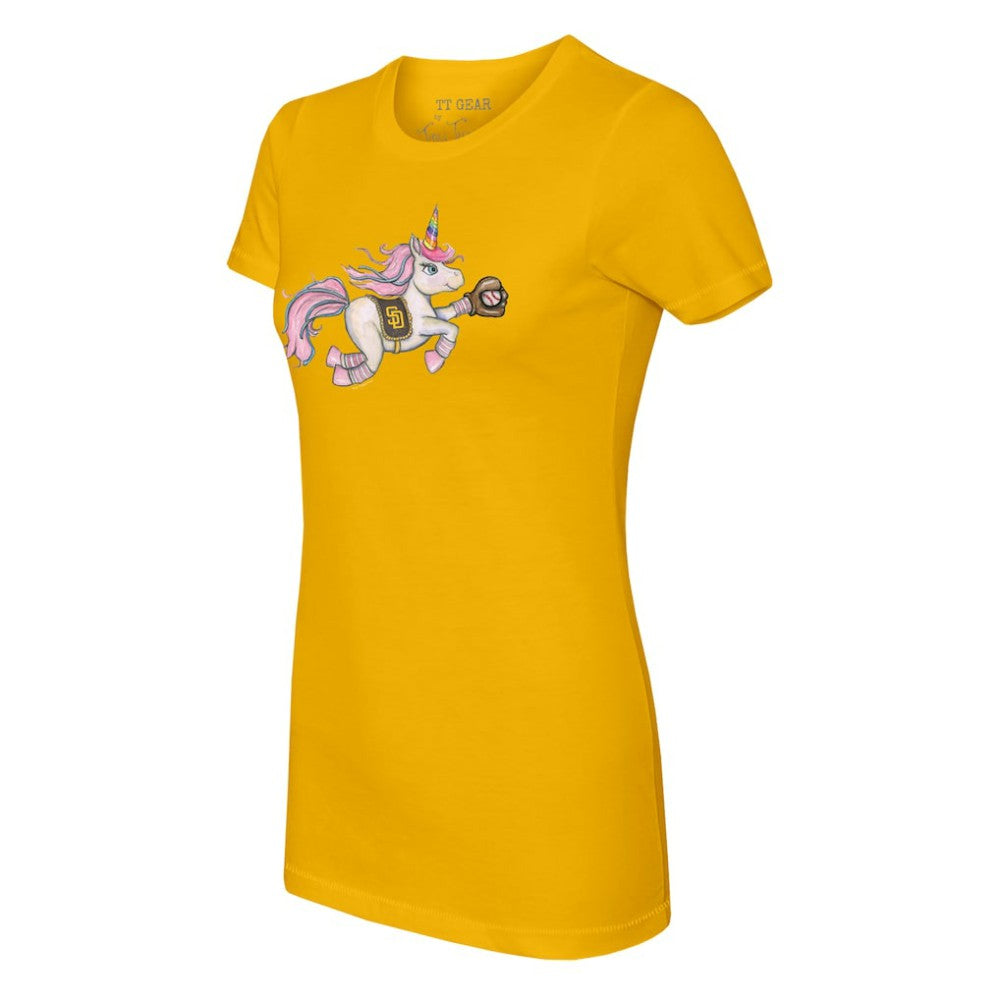 San Diego Padres Tiny Turnip Women's Unicorn T-Shirt - Gold