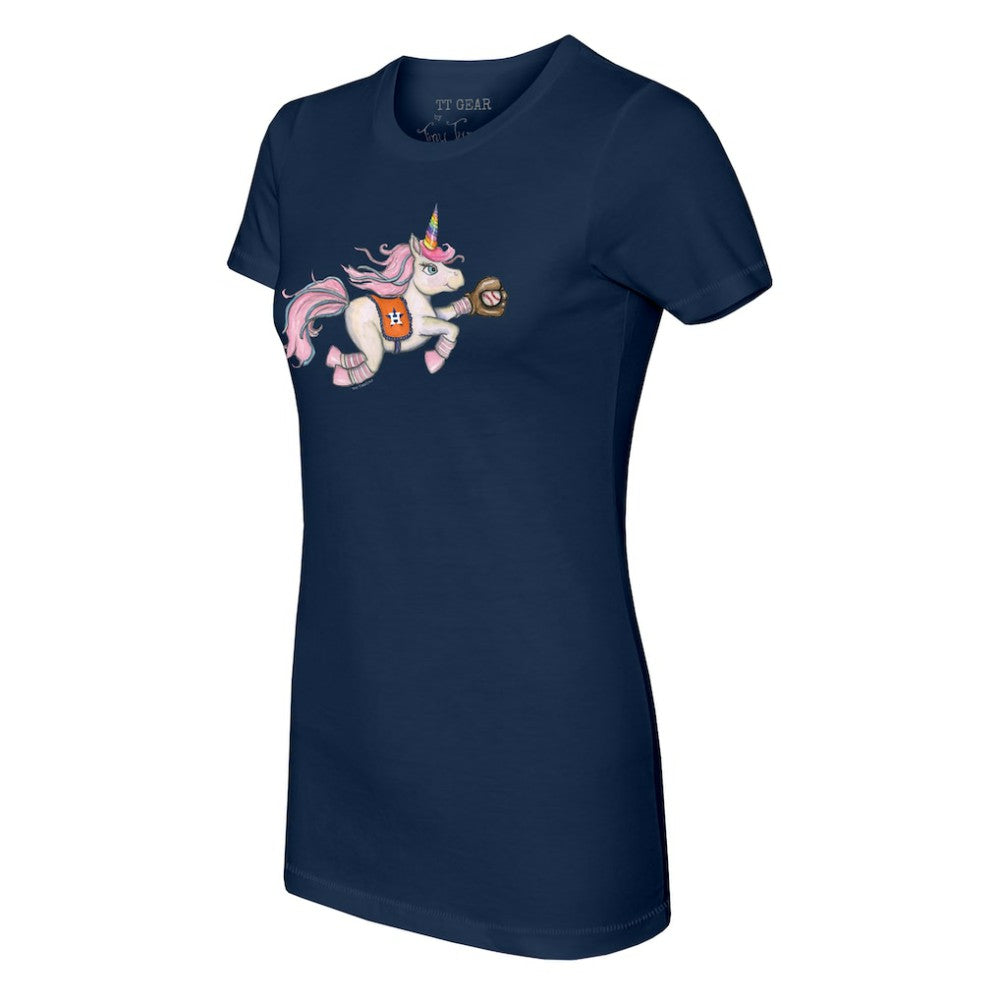 Houston Astros Tiny Turnip Women's Unicorn T-Shirt - Navy