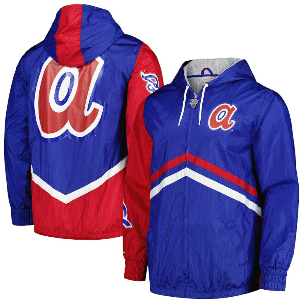Atlanta Braves Undeniable Full-Zip Hoodie Windbreaker Jacket - Royal | Mitchell & Ness