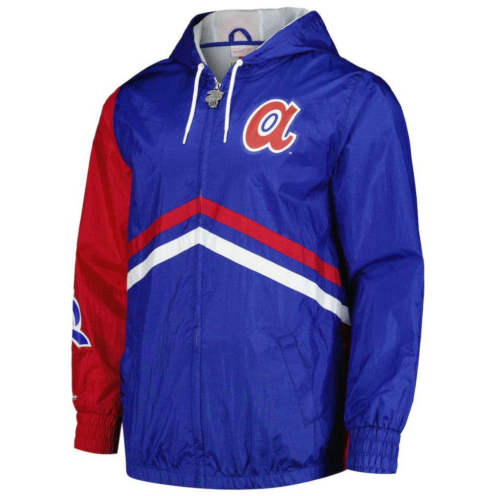 Atlanta Braves Undeniable Full-Zip Hoodie Windbreaker Jacket - Royal | Mitchell & Ness