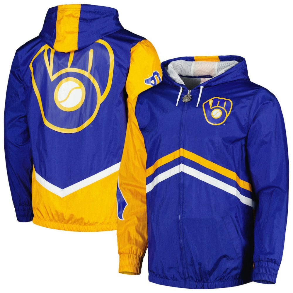 Milwaukee Brewers Undeniable Full-Zip Hoodie Windbreaker Jacket - Royal | Mitchell & Ness