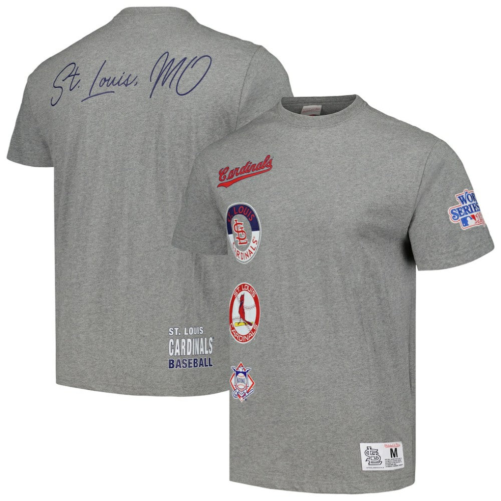 St. Louis Cardinals Cooperstown Collection City Collection T-Shirt - Heather Gray | Mitchell & Ness