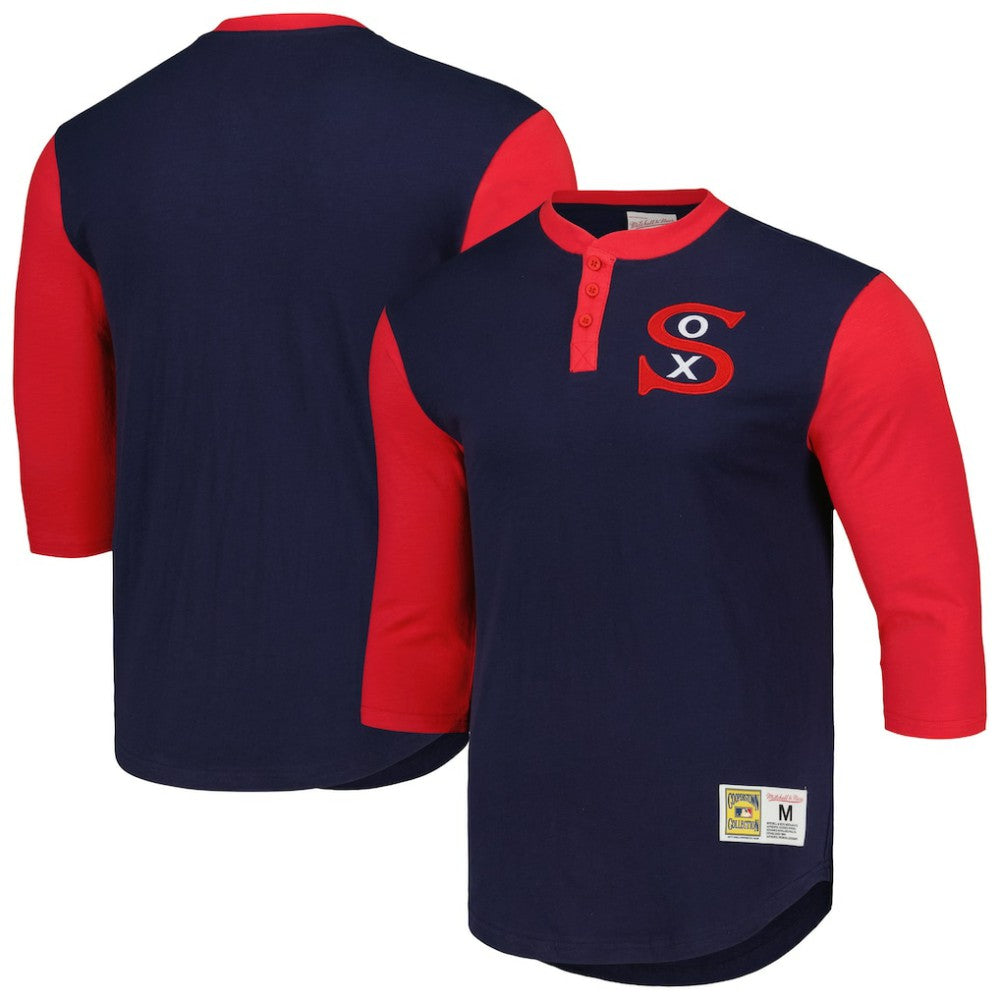 Chicago White Sox Cooperstown Collection Legendary Slub Henley 3/4-Sleeve T-Shirt - Navy | Mitchell & Ness