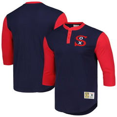 Chicago White Sox Cooperstown Collection Legendary Slub Henley 3/4-Sleeve T-Shirt - Navy | Mitchell & Ness