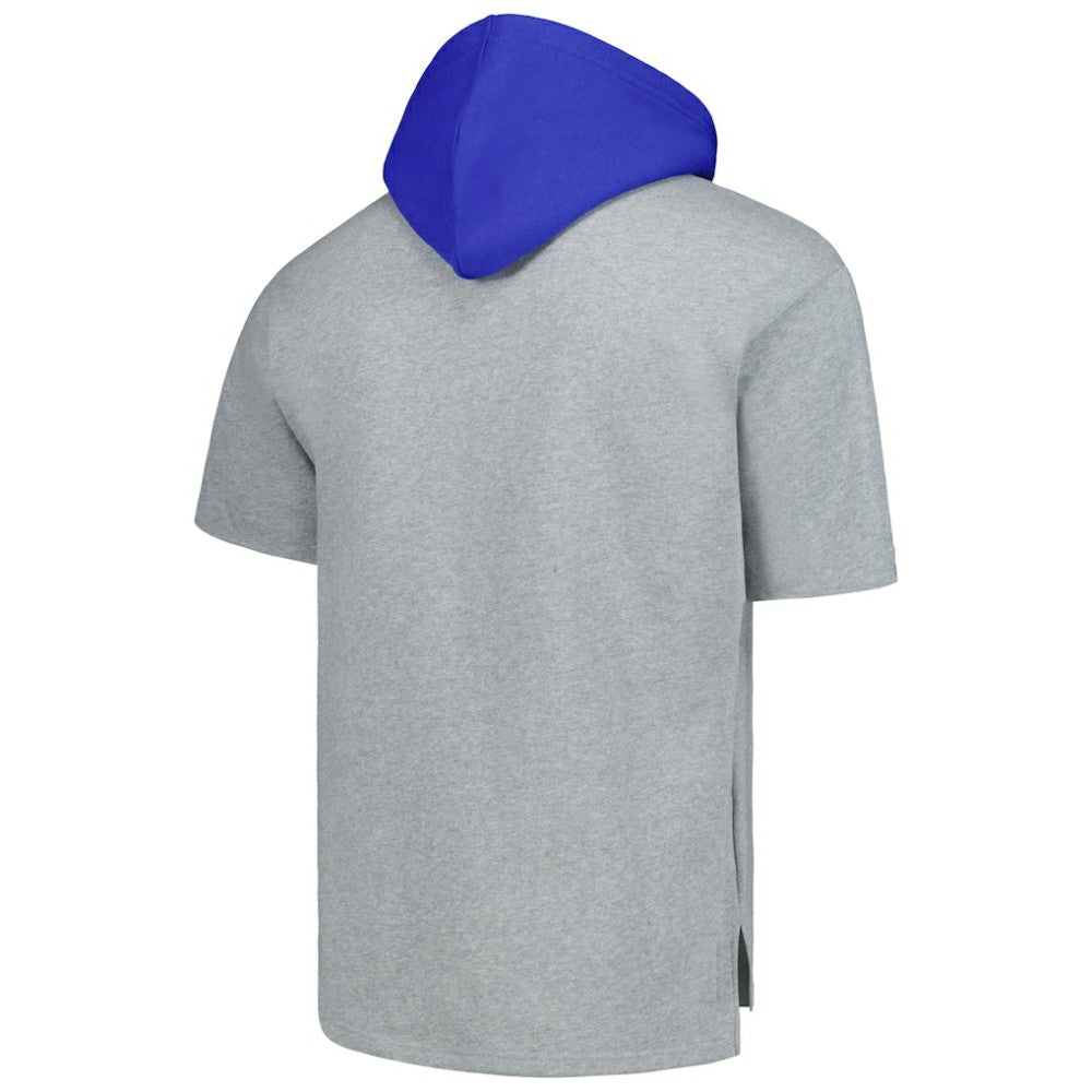 Los Angeles Dodgers Postgame Short Sleeve Pullover Hoodie - Heather Gray | Mitchell & Ness
