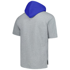 Los Angeles Dodgers Postgame Short Sleeve Pullover Hoodie - Heather Gray | Mitchell & Ness