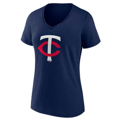 Minnesota Twins Women's Core Official Primary Logo V-Neck T-Shirt - Navy
