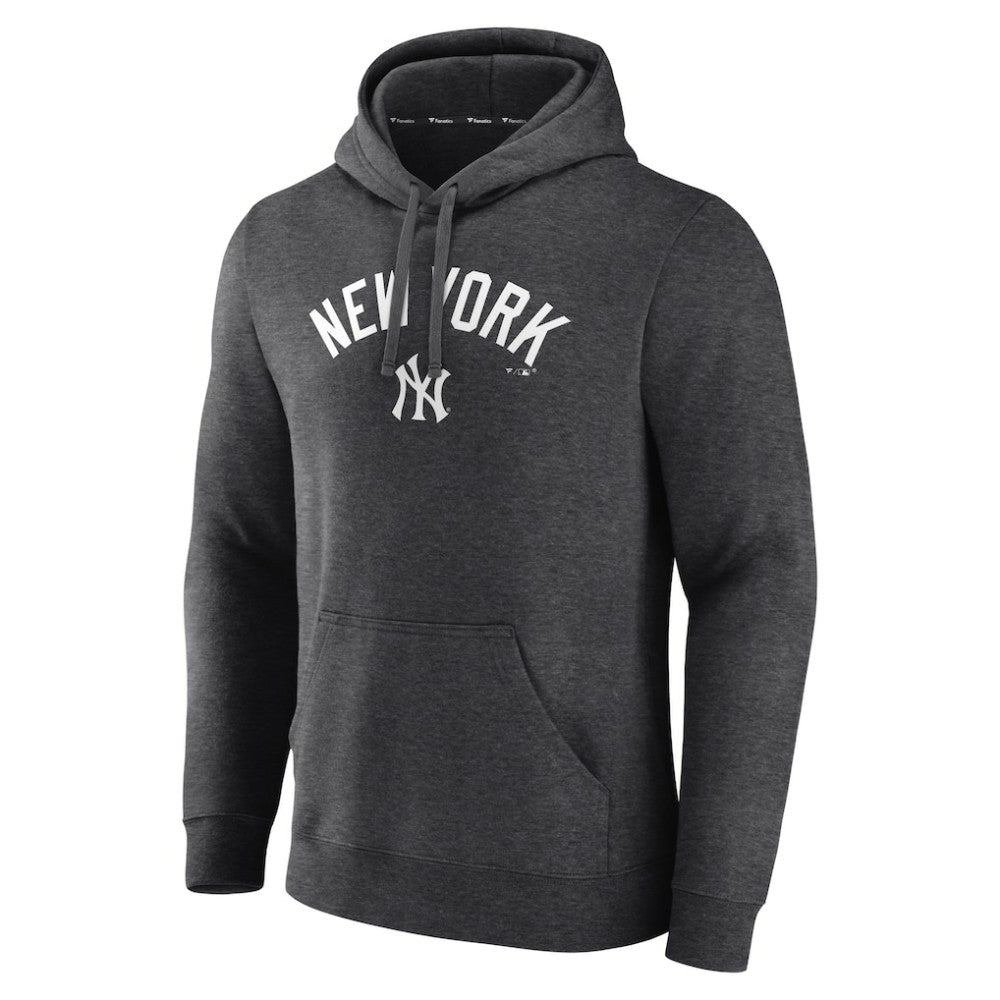 New York Yankees Team Lock Up Wordmark Pullover Hoodie - Charcoal