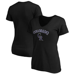 Colorado Rockies Women's Core Team Lock Up V-Neck T-Shirt - Black
