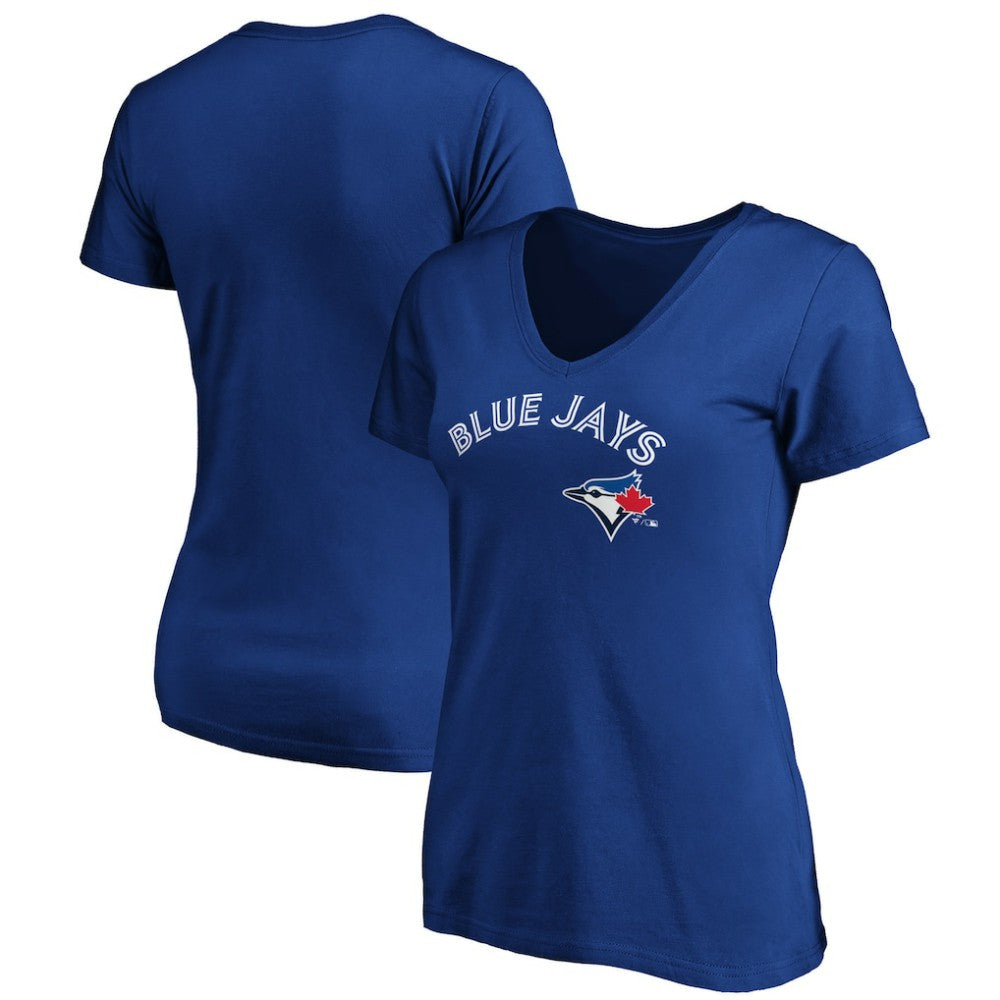 Toronto Blue Jays Women's Core Team Lock Up Wordmark V-Neck T-Shirt - Royal
