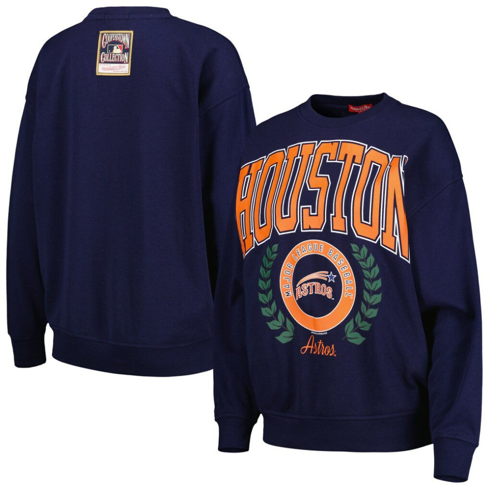 Houston Astros Women's Logo Lt 2.0 Pullover Sweatshirt - Navy | Mitchell & Ness