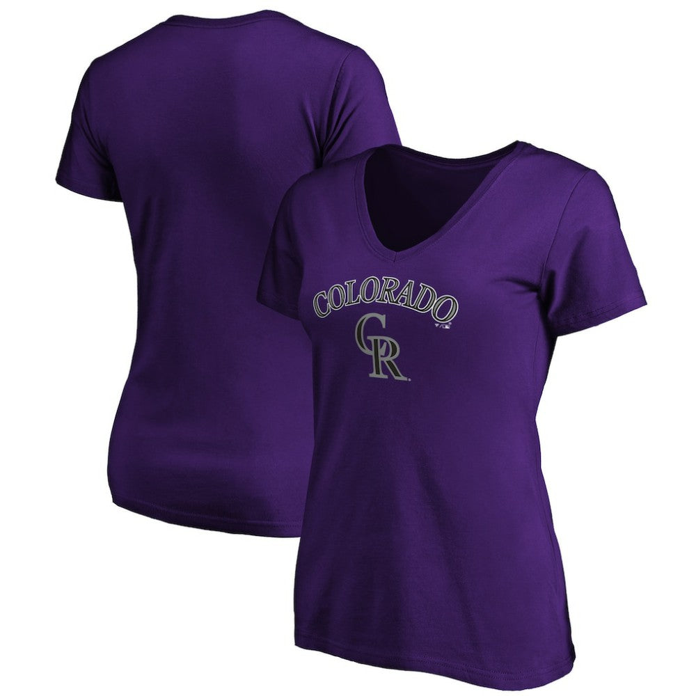Colorado Rockies Women's Core Team Lock Up V-Neck T-Shirt - Purple