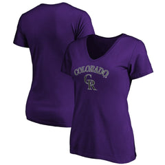 Colorado Rockies Women's Core Team Lock Up V-Neck T-Shirt - Purple