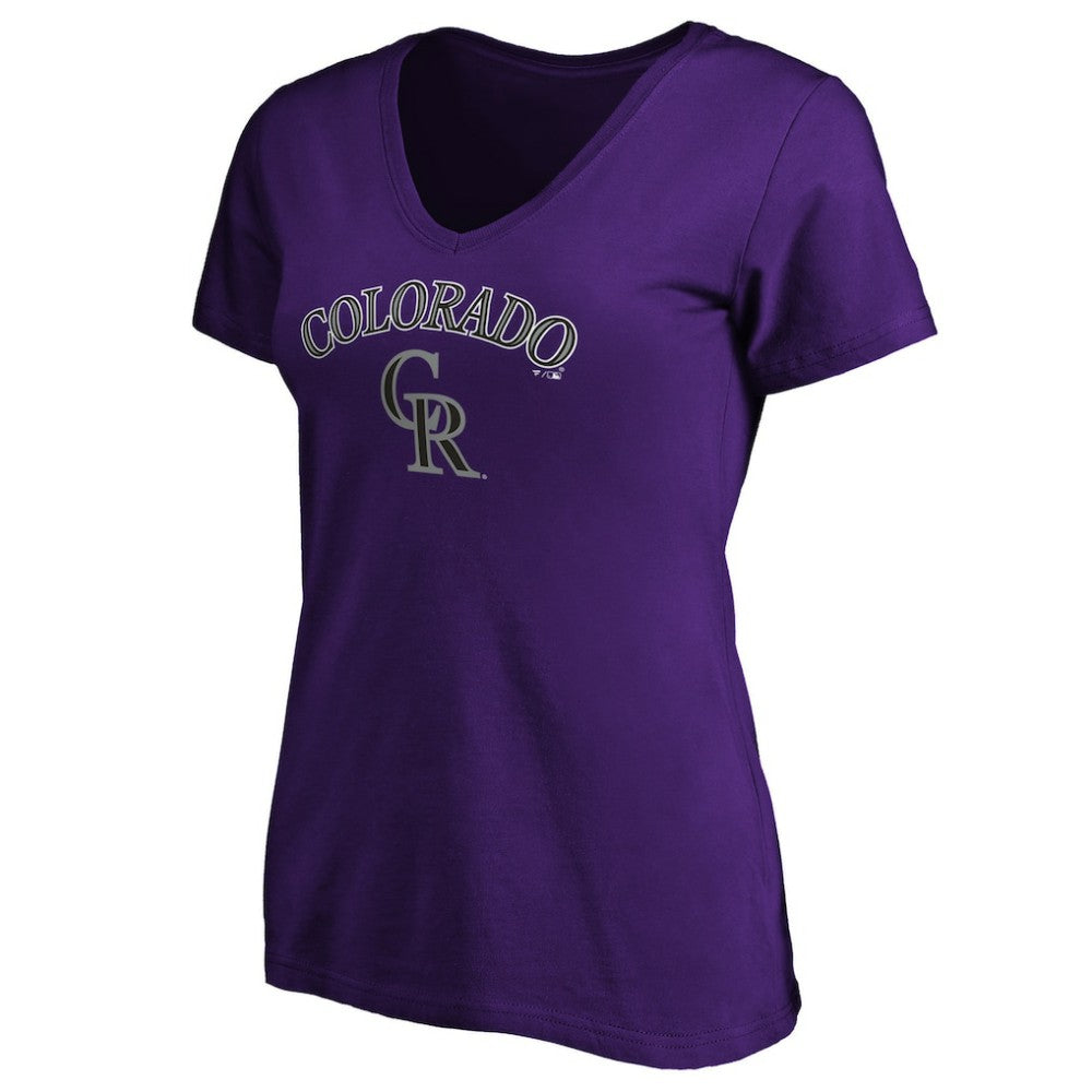 Colorado Rockies Women's Core Team Lock Up V-Neck T-Shirt - Purple