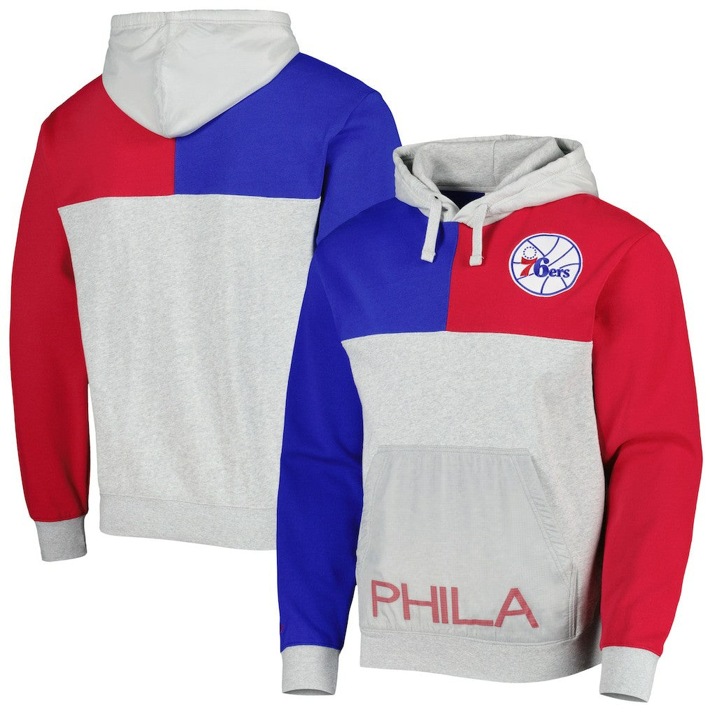 Philadelphia 76ers Tie-Breaker Pullover Hoodie sale - Heather Gray | Mitchell & Ness discount