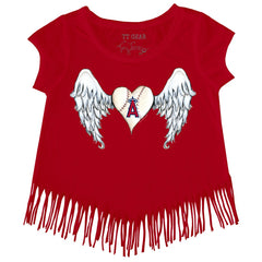 Los Angeles Angels Tiny Turnip Girls Youth Angel Wings Fringe T-Shirt - Red