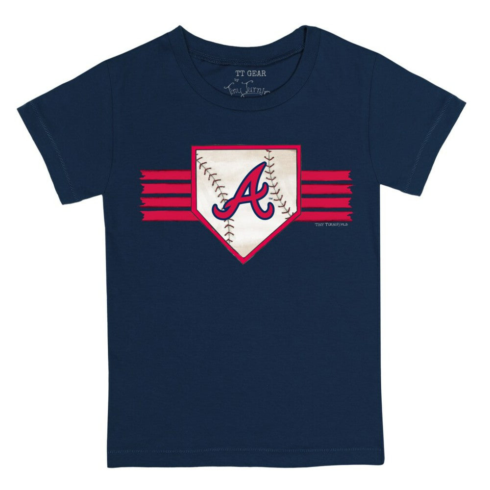 Atlanta Braves Tiny Turnip Youth Base Stripe T-Shirt - Navy