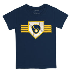 Milwaukee Brewers Tiny Turnip Youth Base Stripe T-Shirt - Navy