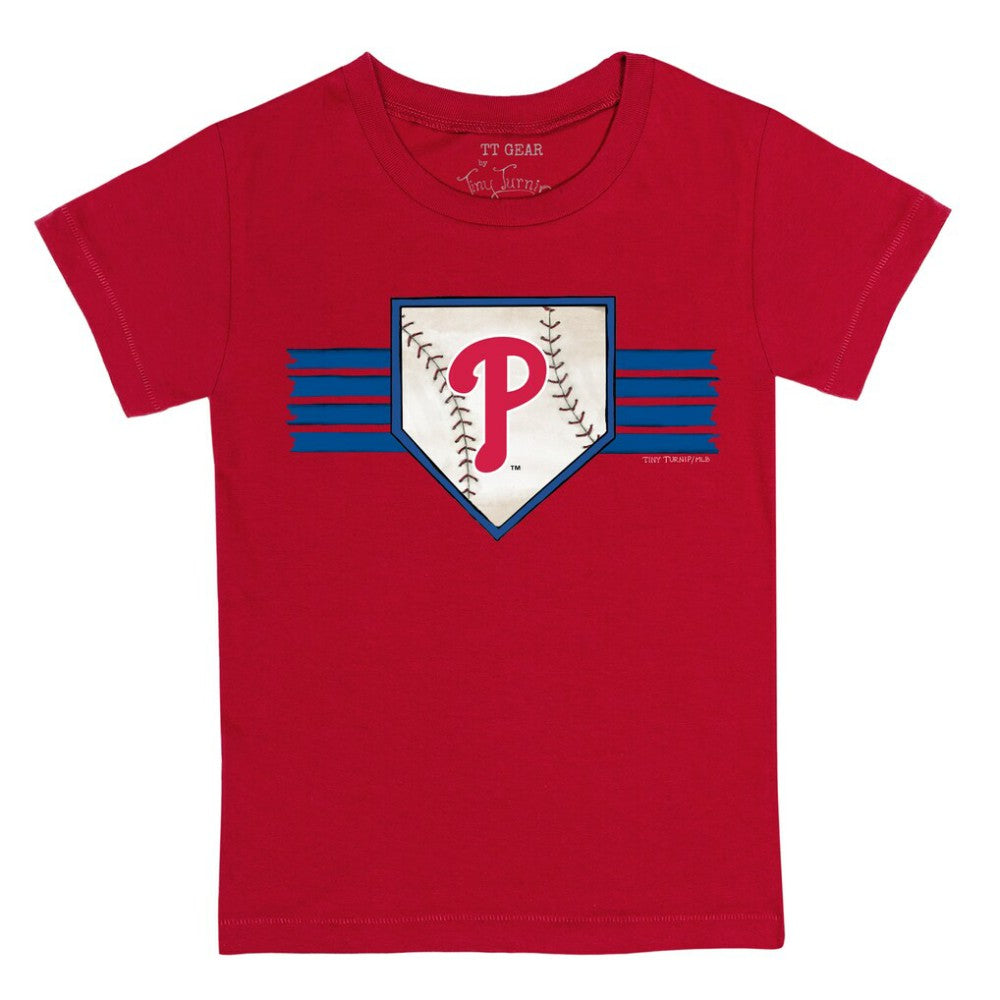 Philadelphia Phillies Tiny Turnip Youth Base Stripe T-Shirt - Red