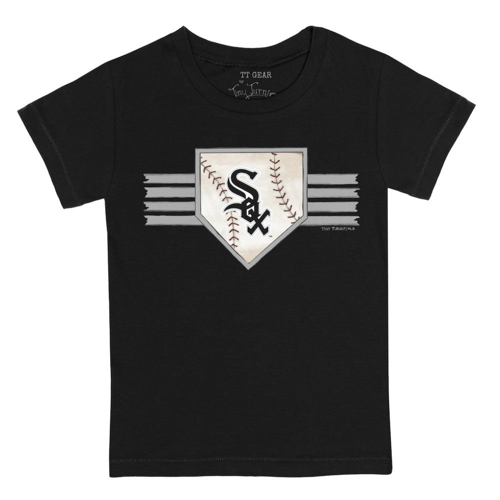 Chicago White Sox Tiny Turnip Youth Base Stripe T-Shirt - Black